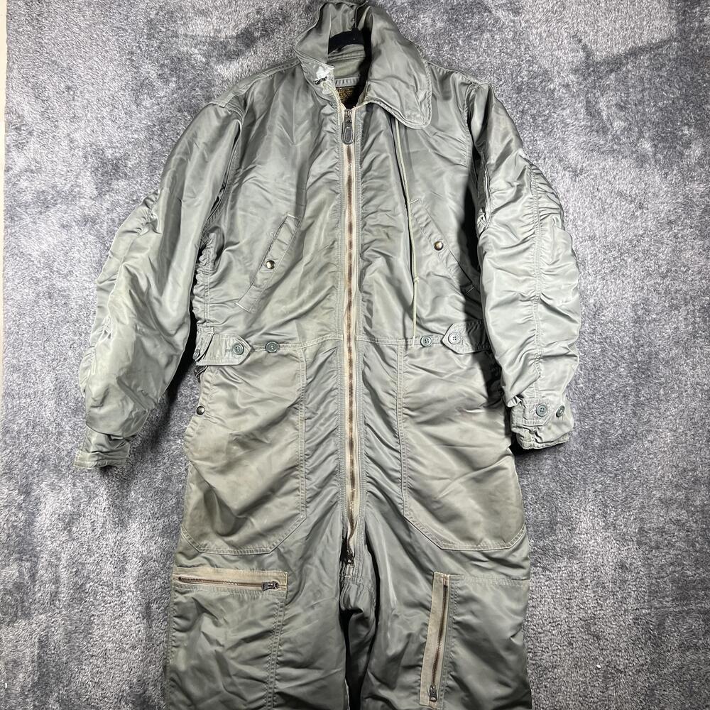 U.S. Military Coveralls Jumpsuit Mens Large-Long Green Nylon CWU-1/P Microfiber